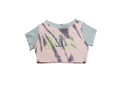 green grey tie dye printed crop top