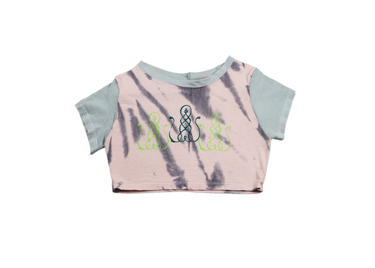 green grey tie dye printed crop top