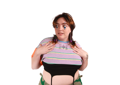 bb orange hyper wide crop top