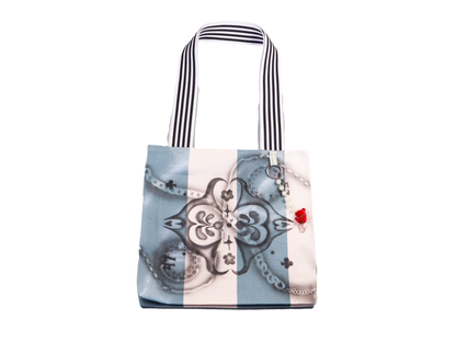 blue stripe airbrush tote bag