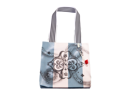 blue stripe airbrush tote bag