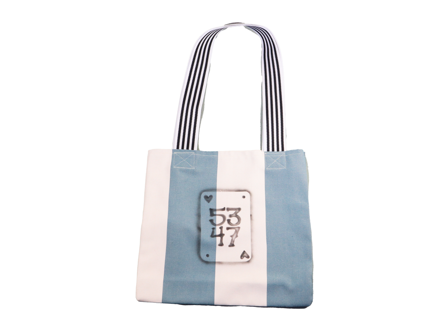 blue stripe airbrush tote bag