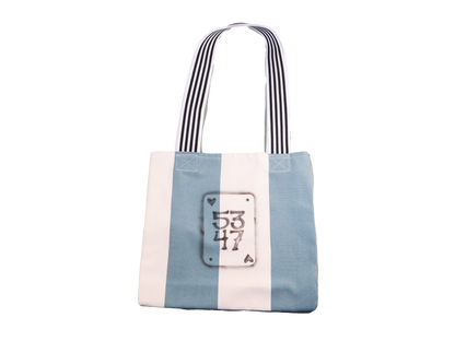 blue stripe airbrush tote bag